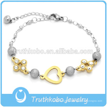 Nouveau bracelet de bijoux en acier inoxydable pour femme avec coeur et cristal
